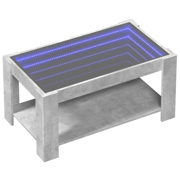 vidaXL Sohvap&ouml;yt&auml; LED-valoilla betoninharmaa 93x53x45 cm tekninen puu
