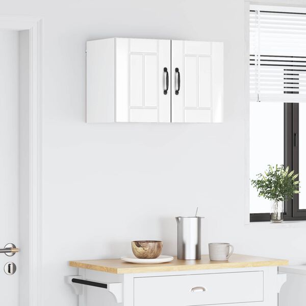 vidaXL Keitti&ouml;kaappi Lucca 2 pcs Korkeakiiltoinen valkoinen