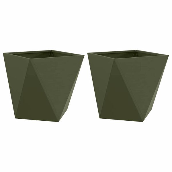 vidaXL Kukkalaatikko 2 pcs Oliivivihre&auml; 50 x 50 x 50 cm Ter&auml;s