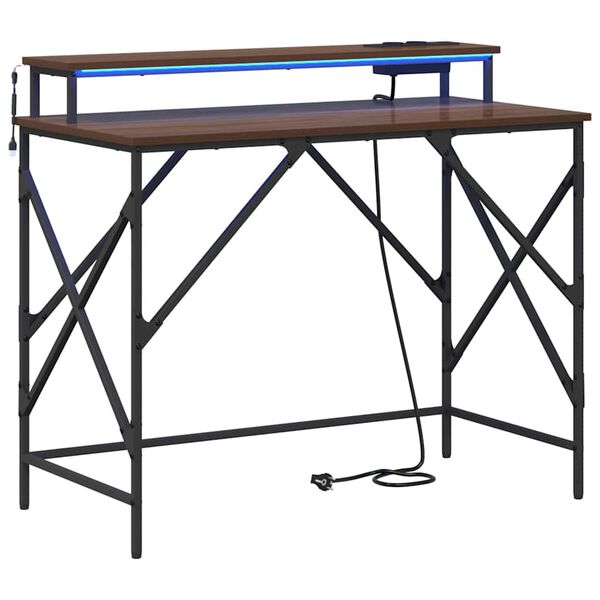 vidaXL P&ouml;yt&auml; hyllyll&auml; Ruskea tammi 100 x 50 x 86,5 cm Tekninen puu