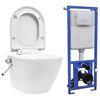 vidaXL Sein&auml;kiinnitett&auml;v&auml; WC piilotetulla s&auml;ili&ouml;ll&auml; keraami valkoinen