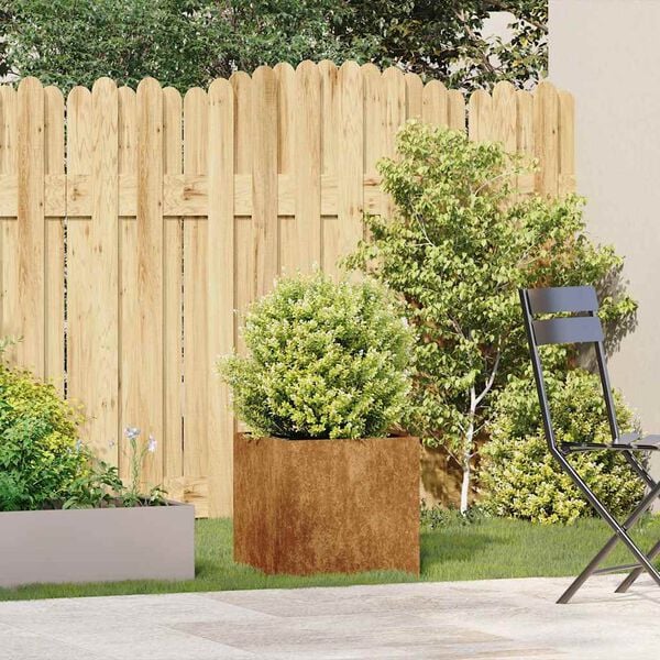 vidaXL-istutuskone ruosteinen 40x40x40 cm s&auml;&auml;nkest&auml;v&auml; ter&auml;s