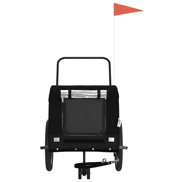 vidaXL Lemmikinkuljetusk&auml;rry polkupy&ouml;r&auml;&auml;n musta kangas ja rauta