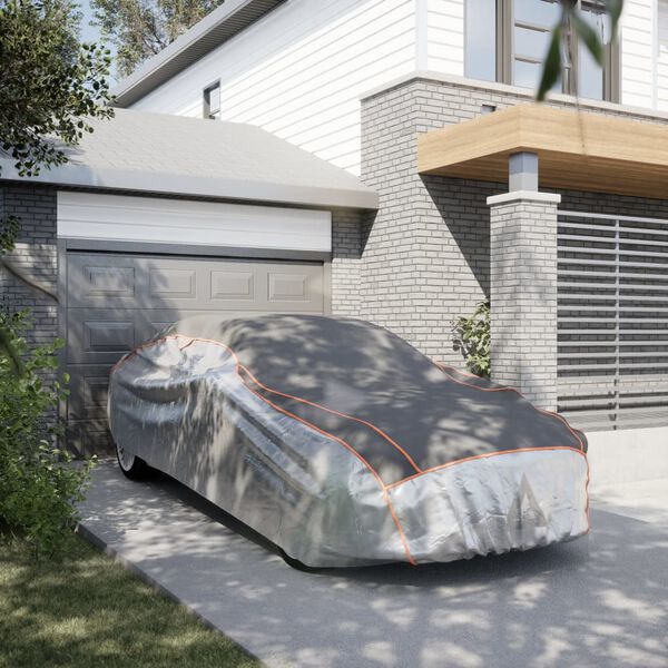 vidaXL Autopeite porrasperälle raesuojalla M harmaa ja hopea