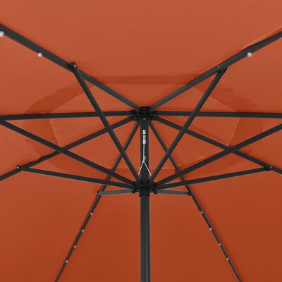 vidaXL Aurinkovarjo LED-valot ja metallitanko 400 cm terrakotta