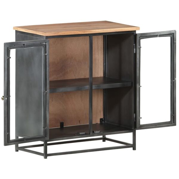 vidaXL Senkki harmaa 60x35x70 cm t&auml;ysi akaasiapuu ja ter&auml;s