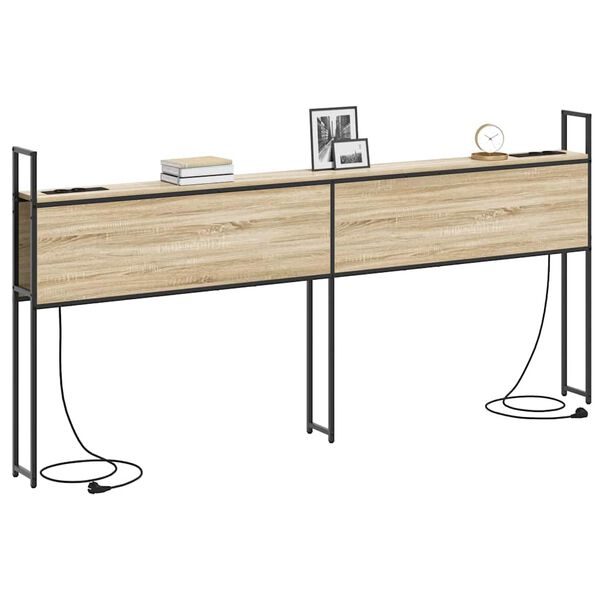 vidaXL S&auml;ilytyss&auml;nky latausasemalla Sonoma tammi 203 x 15 x 98 cm