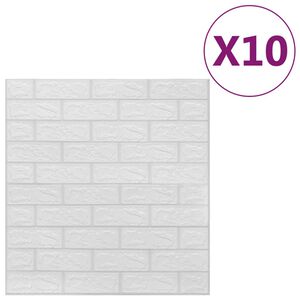vidaXL 3D Tapetti tiilet itsekiinnittyv&auml; 10 kpl valkoinen