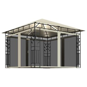 vidaXL Huvimaja hyttysverkko ja LED-valonauhat 3x3x2,73 m kerma