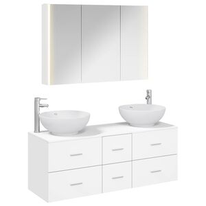 vidaXL Kylpyhuonekalustesetti 4 pcs valkoinen Tekninen puu ja lasi