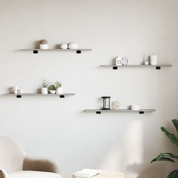 vidaXL Sein&auml;hyllyt 4 kpl harmaa Sonoma 80x10x1,5 cm tekninen puu