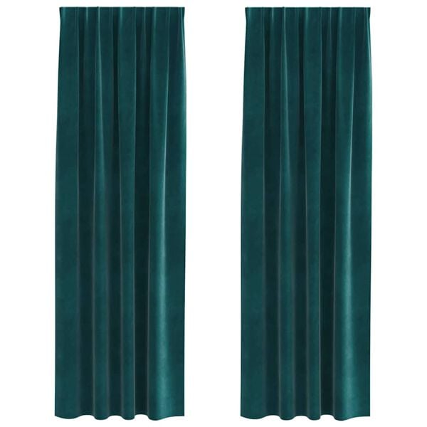 vidaXL Pimennysverhot 2 pcs Tummanvihre&auml; 140 x 225 cm Sametti