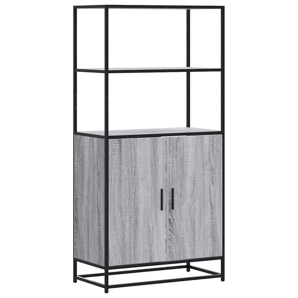 vidaXL Highboard Harmaa Sonoma 68x35x139 cm Suunniteltu puu ja metalli