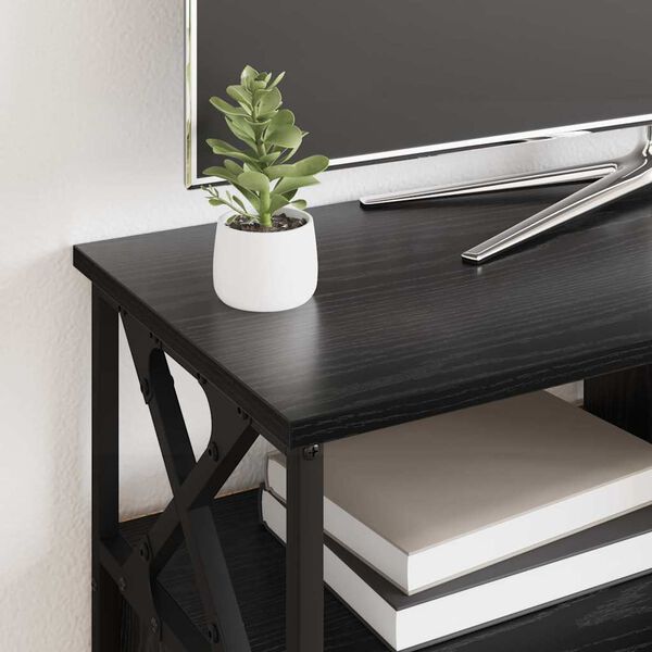 vidaXL TV-kaappi Musta tammi. 90 x 33 x 45 cm Kehitetty puu ja ter&auml;s