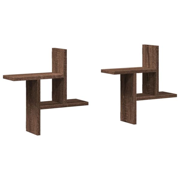 vidaXL Seinähyllyt 2 kpl ruskea tammi 38x12x38 cm tekninen puu