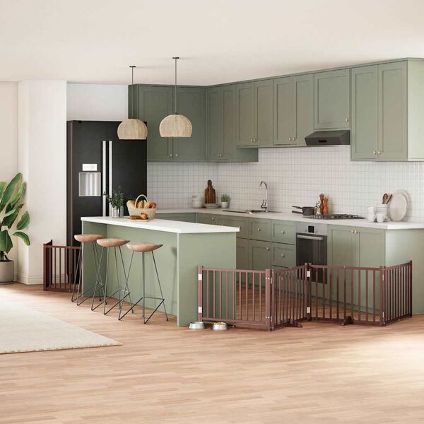 vidaXL Koiraportti kokoontaittuva 10 paneelia ruskea 800 cm poppelipuu