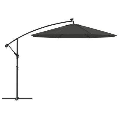 vidaXL Aurinkovarjo LED-valoilla ja teräspylväällä 300 cm antrasiitti