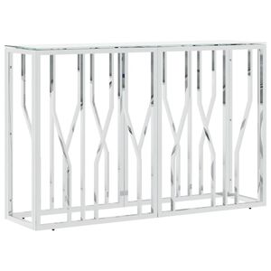 vidaXL Konsolipöytä hopea 110x30x70 cm ruostumaton teräs ja lasi