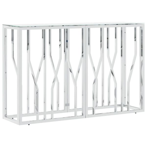 vidaXL Konsolip&ouml;yt&auml; hopea 110x30x70 cm ruostumaton ter&auml;s ja lasi