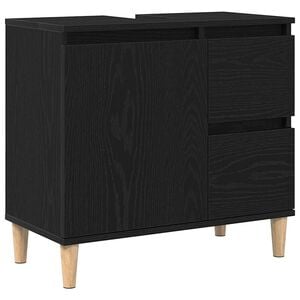 vidaXL Kylpyhuonekaappi Musta tammi. 65 x 33 x 60 cm Tekninen puu