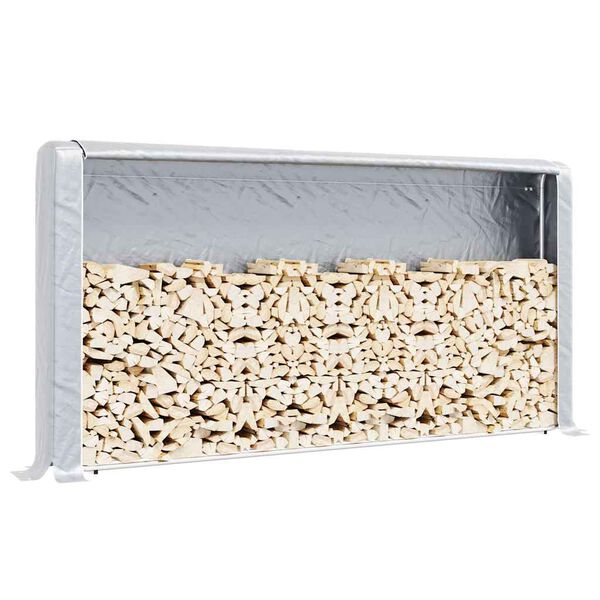 vidaXL polttopuuteline sadesuojalla 300x25x150 cm galvanoitu ter&auml;s