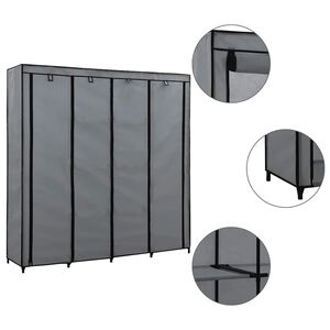 vidaXL Vaatekaappi 4 lokerolla harmaa 175x45x170 cm