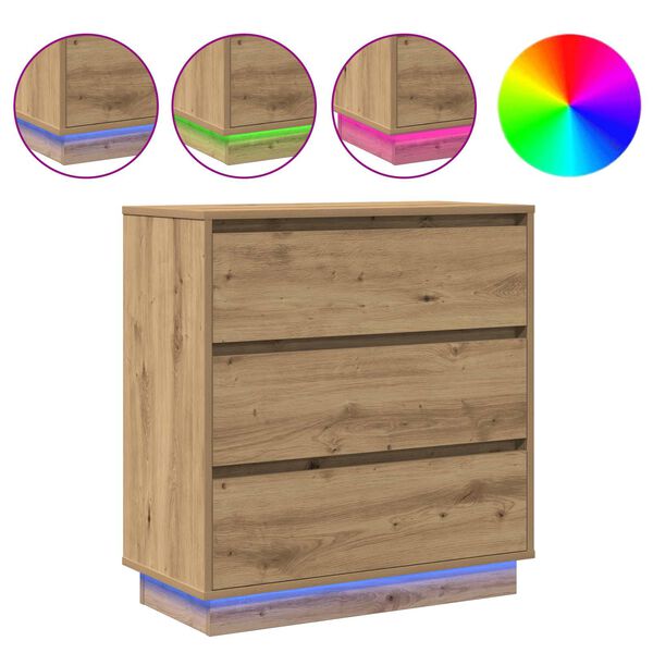 vidaXL Yöpöytäkaappi Artisan tammi 71 x 34,5 x 75 cm Tekninen puu