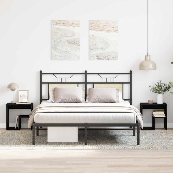 vidaXL Y&ouml;p&ouml;yt&auml;kaappi 2 pcs Musta tammi. 40 x 30 x 40 cm Tekninen puu