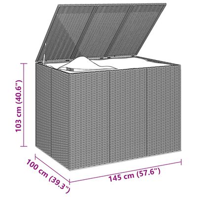 vidaXL Puutarhan säilytyslaatikko PE-rottinki 145x100x103 cm musta