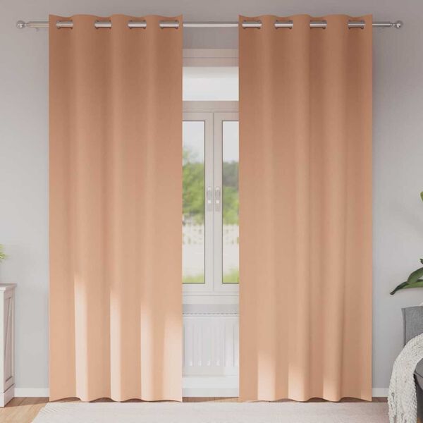 vidaXL Piment&auml;v&auml; verho renkailla 2 pcs Vaaleanruskea 260 x 140 cm