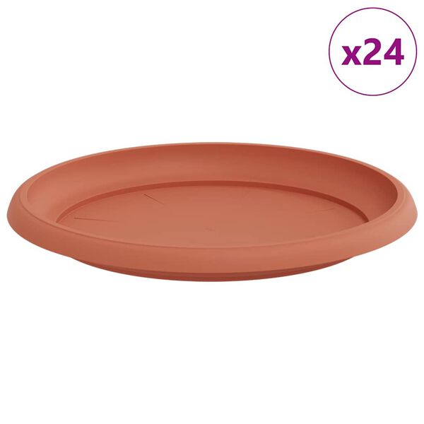 vidaXL Py&ouml;re&auml; kukkatarjotin 24 pcs Tiilenpunainen &Oslash; 23,5 x 2,5 cm