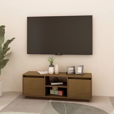 vidaXL TV-taso hunajanruskea 110x30x40 cm täysi mänty