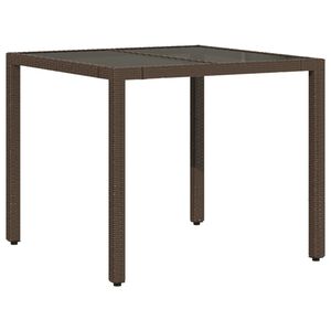 vidaXL Puutarhap&ouml;yt&auml; lasilevyll&auml; ruskea 90x90x75 cm polyrottinki