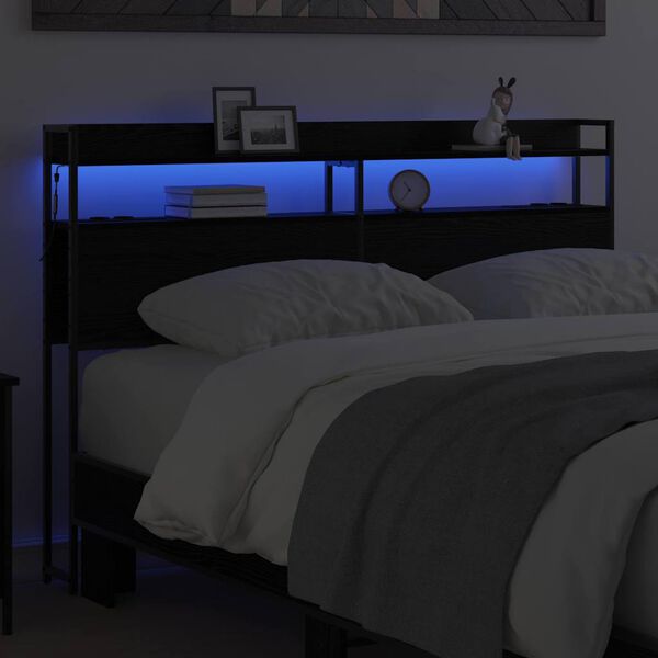 vidaXL S&auml;ilytysp&auml;&auml;ty hyllyll&auml; p&auml;&auml;tyll&auml; Musta tammi 150 cm Tekninen puu