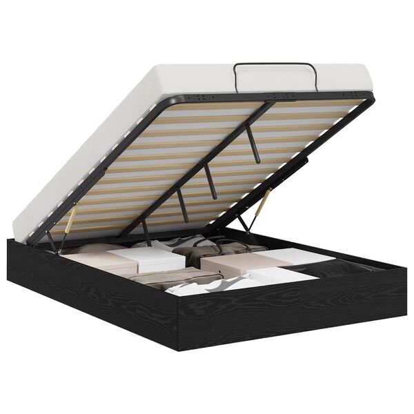 vidaXL Ottoman S&auml;ngyn Runko Musta Tammi 203 x 140 x 25 cm