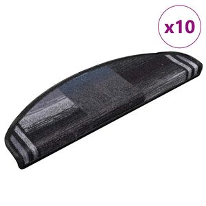 vidaXL Itsekiinnittyv&auml;t porrasmatot 10 kpl 65x21x4 cm musta ja harmaa