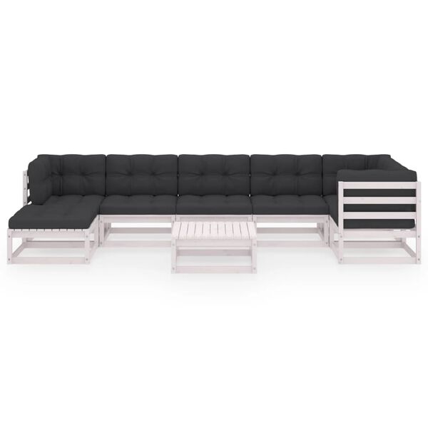 vidaXL 8-osainen Puutarhasohvasarja tyynyillä täysi mänty