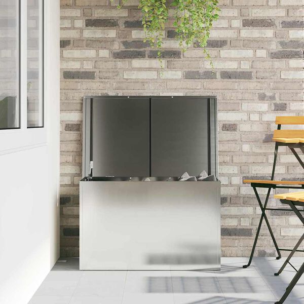 vidaXL Ulkosäilytyslaatikko Hopea 80 x 50,5 x 50 cm Teräs