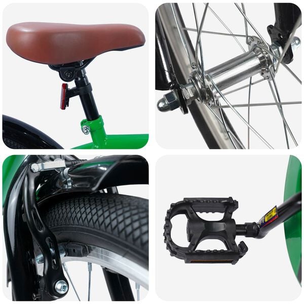 vidaXL Lastenpy&ouml;r&auml; 20 Tuumaa 6-11-vuotiaille Vihre&auml;