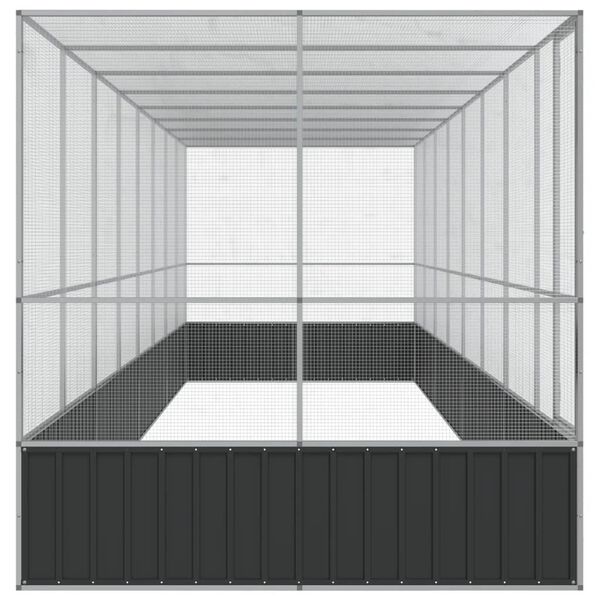 vidaXL Aviaario jatkeella hopea 832x207x212 cm teräs