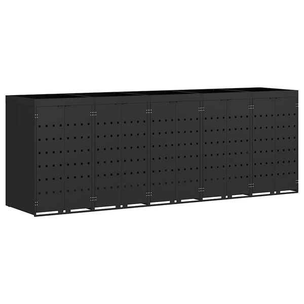 vidaXL Roskakuskin s&auml;ilytys 5:lle astiassa Musta 340 x 77,5 x 121,5 cm