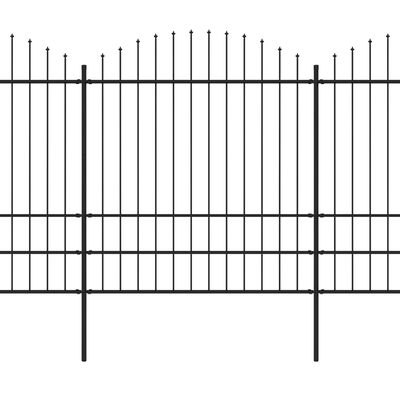 vidaXL Puutarha-aita keihäskärjillä teräs (1,75-2)x5,1 m musta