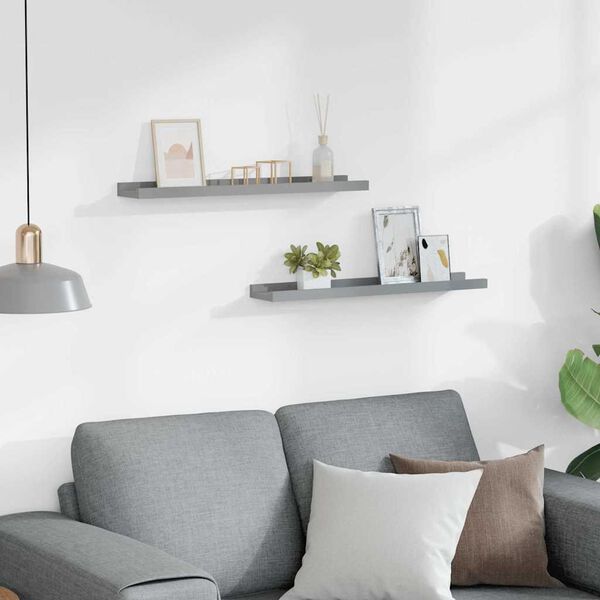 vidaXL Tauluhyllyt 2 kpl harmaa 60x9x3 cm MDF
