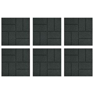 vidaXL Askelkivi 6 kpl Musta 40,5 x 40,5 x 2 cm Kumi