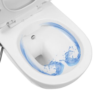 vidaXL Seinäkiinnitettävä reunaton WC/bidee keramiikka valkoinen