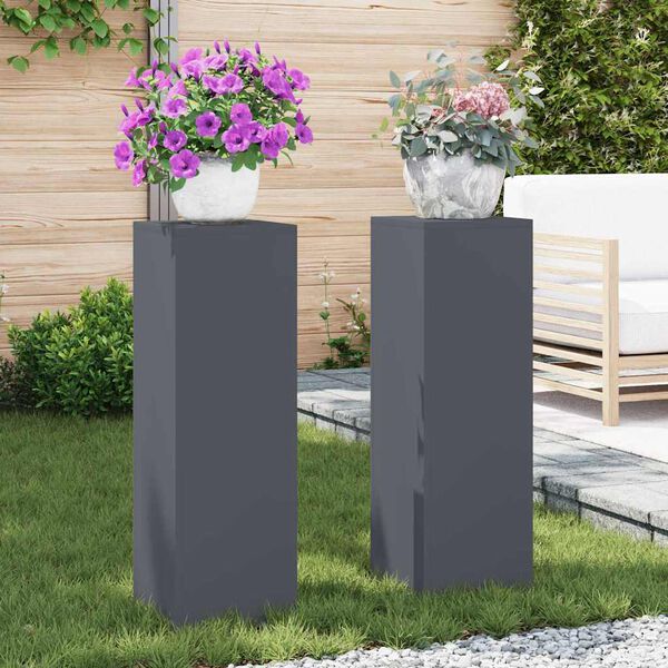 vidaXL Kasviteline 2 pcs Antrasiitti 24 x 24 x 75 cm Ter&auml;s