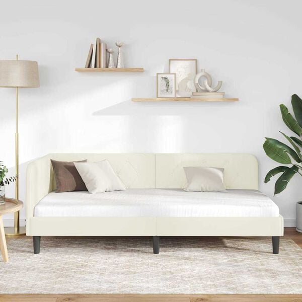 vidaXL Kulmavuoteen runko p&auml;&auml;tyll&auml; Kerma 90 x 200 cm Sametti