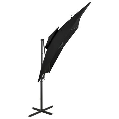 vidaXL Riippuva aurinkovarjo tuplakatolla 250x250 cm musta
