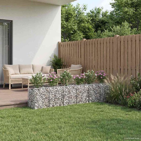 vidaXL Gabion Kohotettu Peti 2 pcs Hopea 300 x 50 x 60 cm