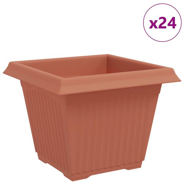 vidaXL Neli&ouml; Kukkaruukku 24 pcs Tiilenpunainen 28,5 x 28,5 x 22 cm